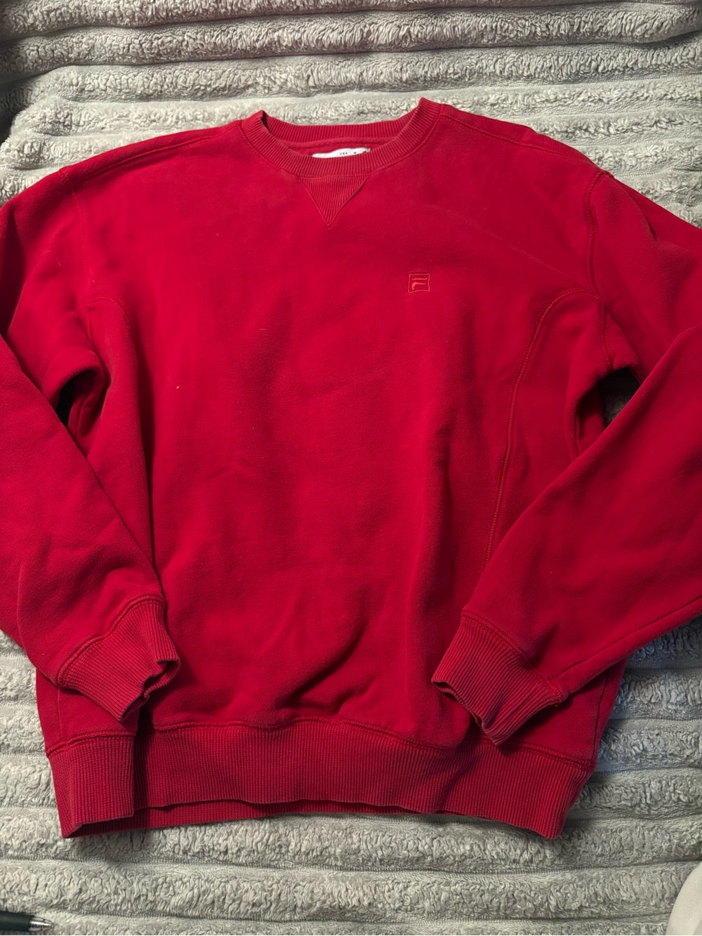 Fila Red Crewneck Sweatshirt with Subtle Logo